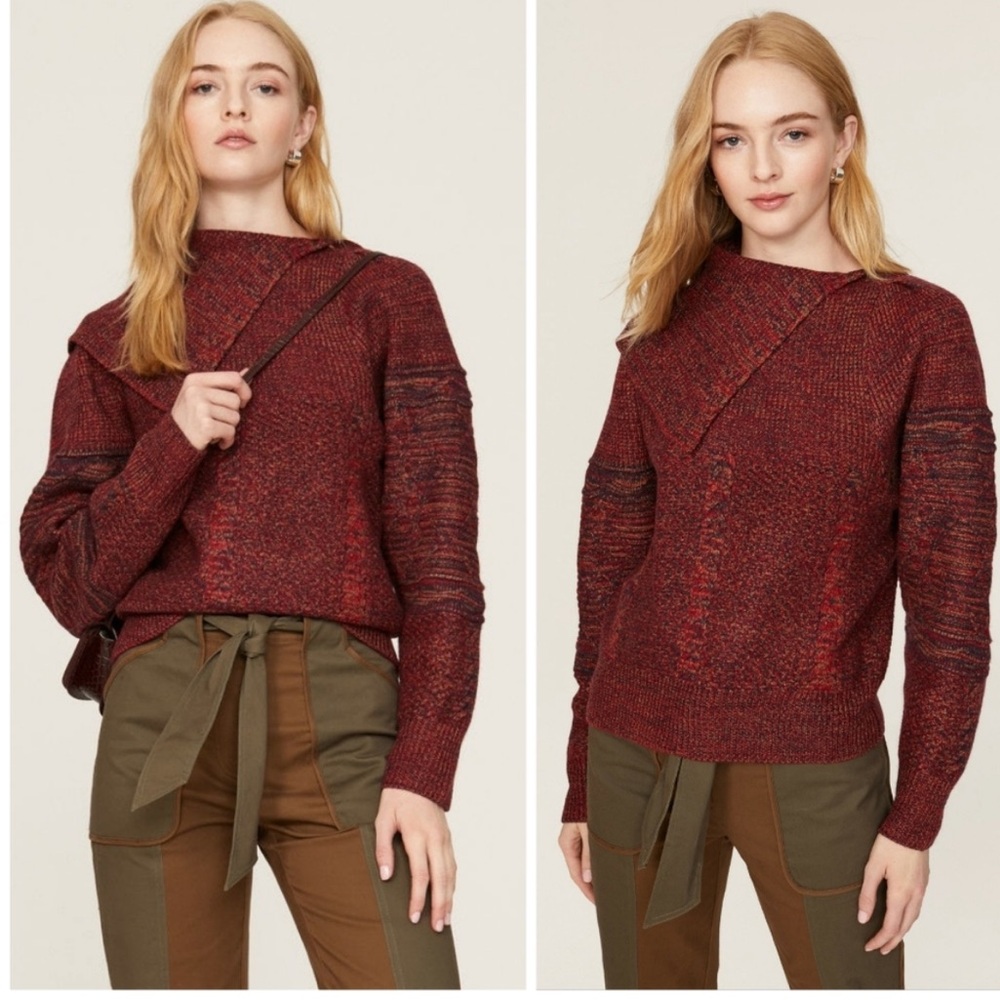 Joie Jemel Wool Burgundy Red Cowl Turtle Neck Sweater Gremlincore Size XS